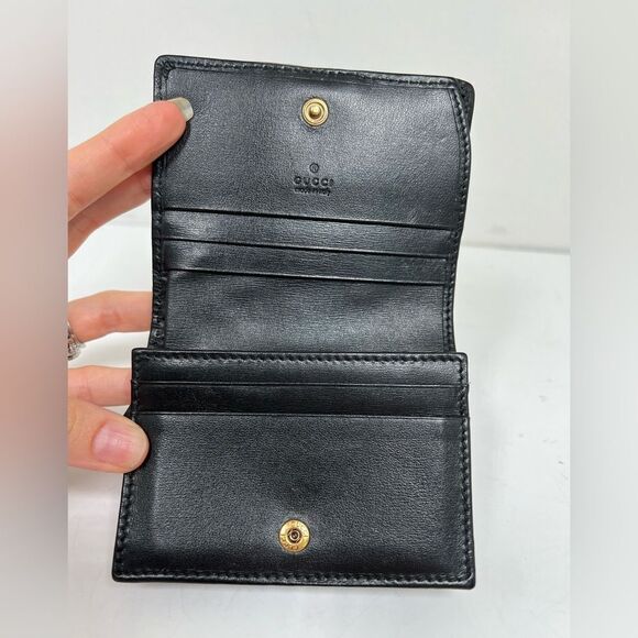 GUCCI GG Marmont Bifold Wallet quilted sherry line black leather without box - Picture 6 of 11